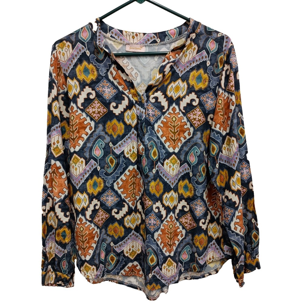 Goose‎ Island BOHO Wearable Art Top Womens Small Paisley Long Sleeve Casual